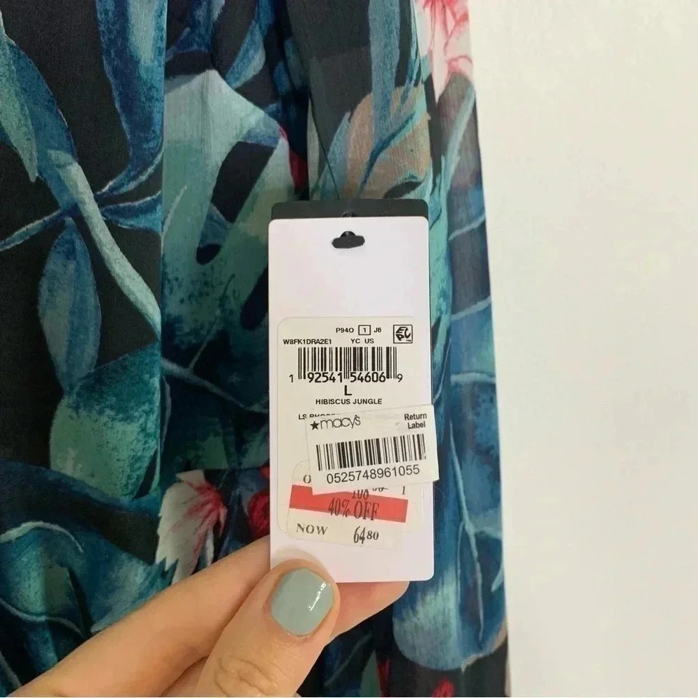 NWT Guess Rhodes Jungle Floral-Print Fit & Flare Dress sz L 12-14 - Picture 6 of 9